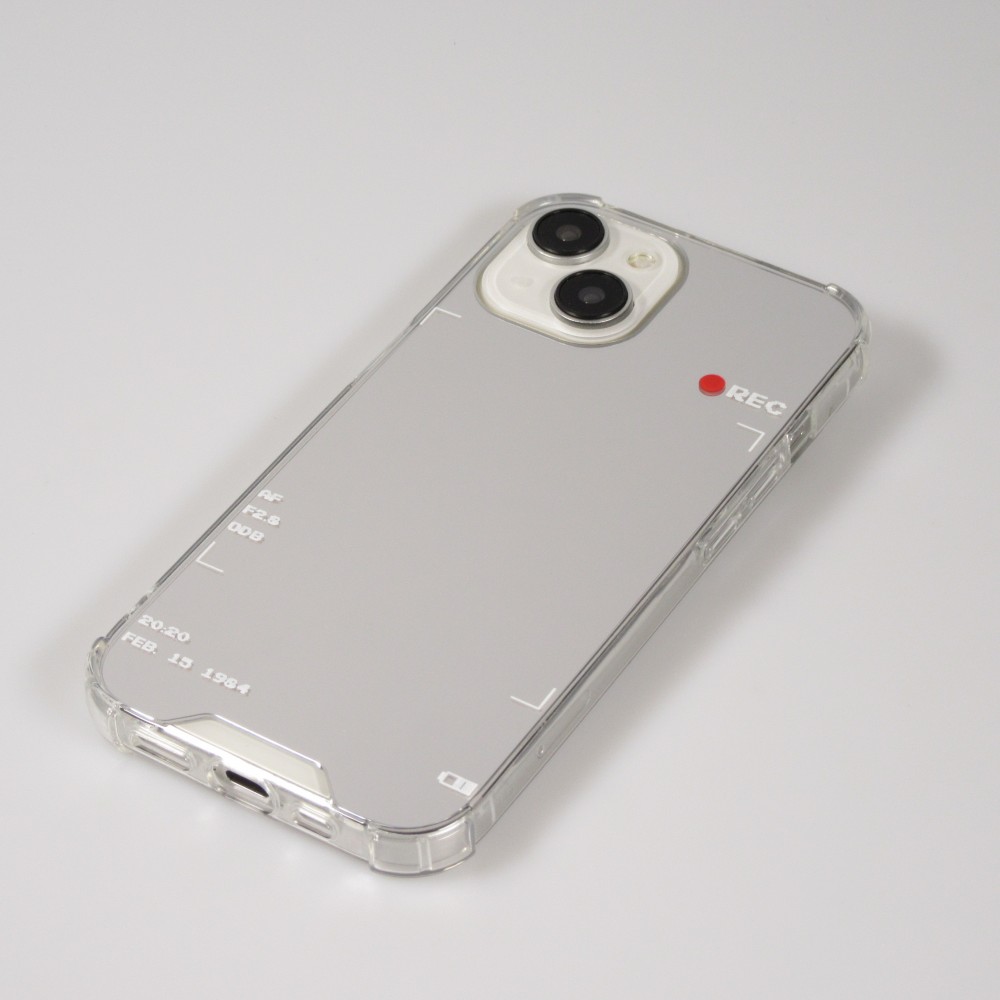 Coque iPhone 14 - Effet miroir cam&eacute;ra en silicone avec coins renforc&eacute;s - Argent