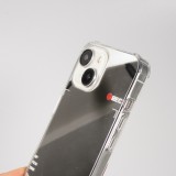 Coque iPhone 14 - Effet miroir cam&eacute;ra en silicone avec coins renforc&eacute;s - Argent