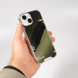 Coque iPhone 14 - Effet miroir cam&eacute;ra en silicone avec coins renforc&eacute;s - Argent