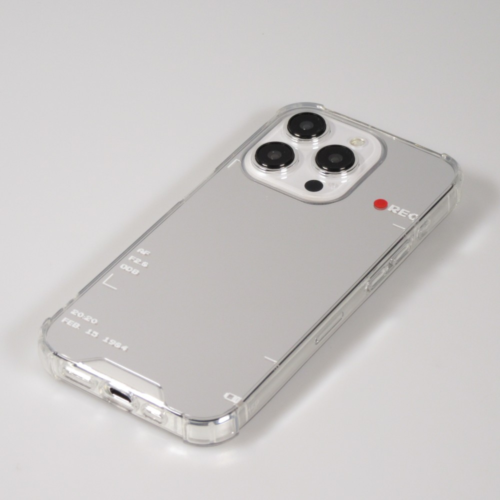 Coque iPhone 14 Pro Max - Effet miroir cam&eacute;ra en silicone avec coins renforc&eacute;s - Argent