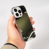 Coque iPhone 14 Pro Max - Effet miroir cam&eacute;ra en silicone avec coins renforc&eacute;s - Argent