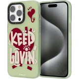 Coque iPhone 14 Pro - Youngkit Keep Lovin Silicone verte transparente avec cœur - Vert