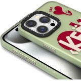 Coque iPhone 14 Pro - Youngkit Keep Lovin Silicone verte transparente avec cœur - Vert
