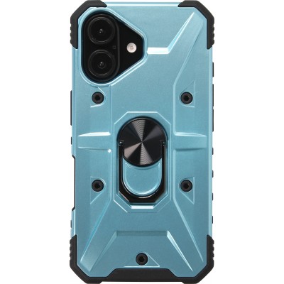 Coque iPhone 16 - Armor avec protection des coins en silicone et anneau de soutien - Bleu clair