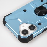 Coque iPhone 16 - Armor avec protection des coins en silicone et anneau de soutien - Bleu clair