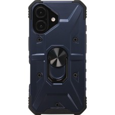 iPhone 16 Case H&uuml;lle - Armor Silikon-Ecken-Schutz mit St&uuml;tzring - Dunkelblau