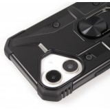 iPhone 16 Case H&uuml;lle - Armor mit Silikon-Eckschutz und St&uuml;tzring - Schwarz