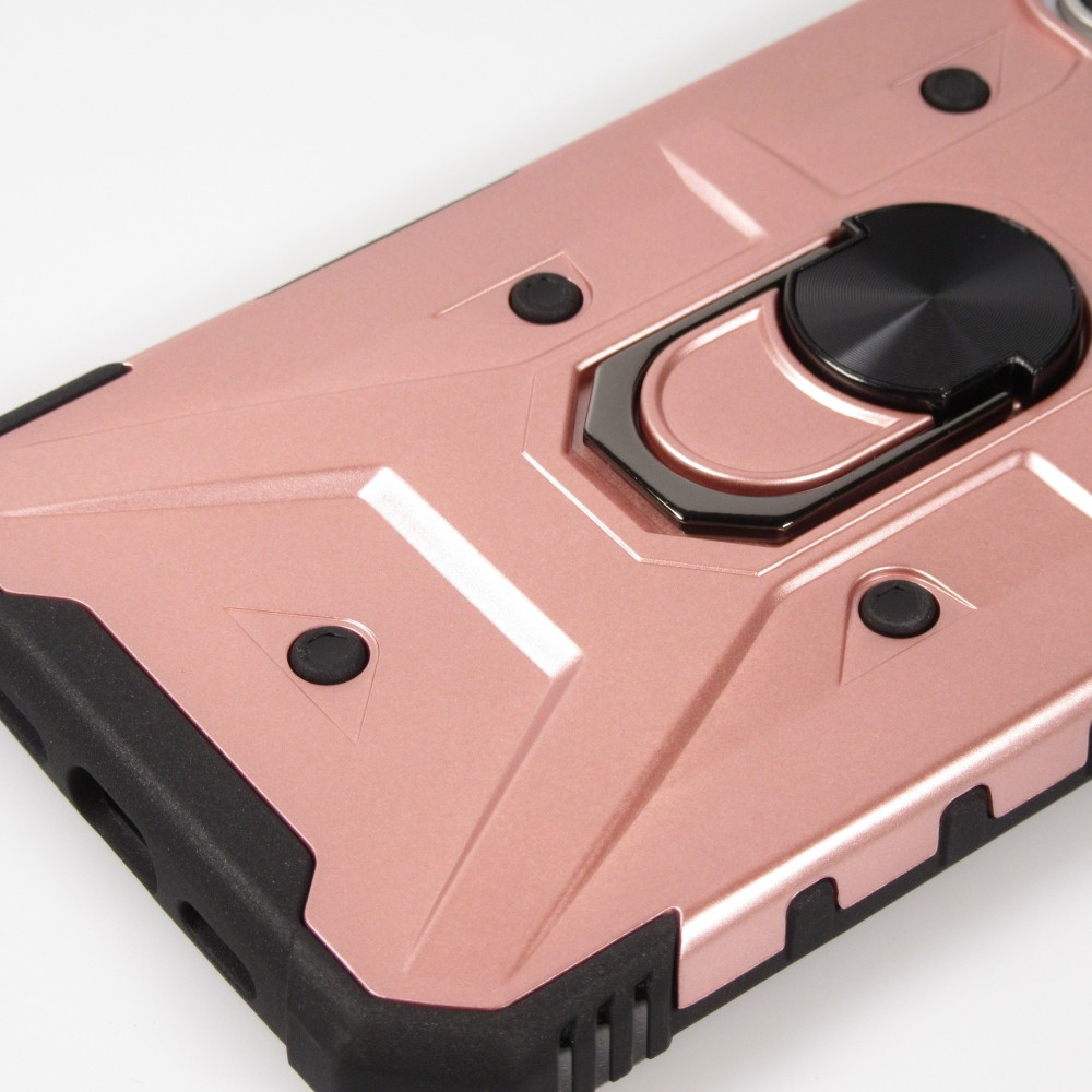 iPhone 16 Case H&uuml;lle - Armor Silikon-Ecken-Schutz mit St&uuml;tzring - Rosa gold