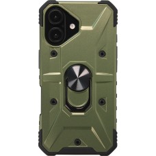 Coque iPhone 16 - Armor avec protection des coins en silicone et anneau de soutien - Vert