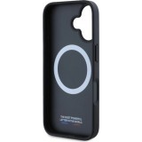 Coque iPhone 16 - BMW M Tricolore Stripes cuir MagSafe - Noir