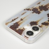 Coque iPhone 16 - Effet rouille vintage en silicone rigide style industriel - Bleu