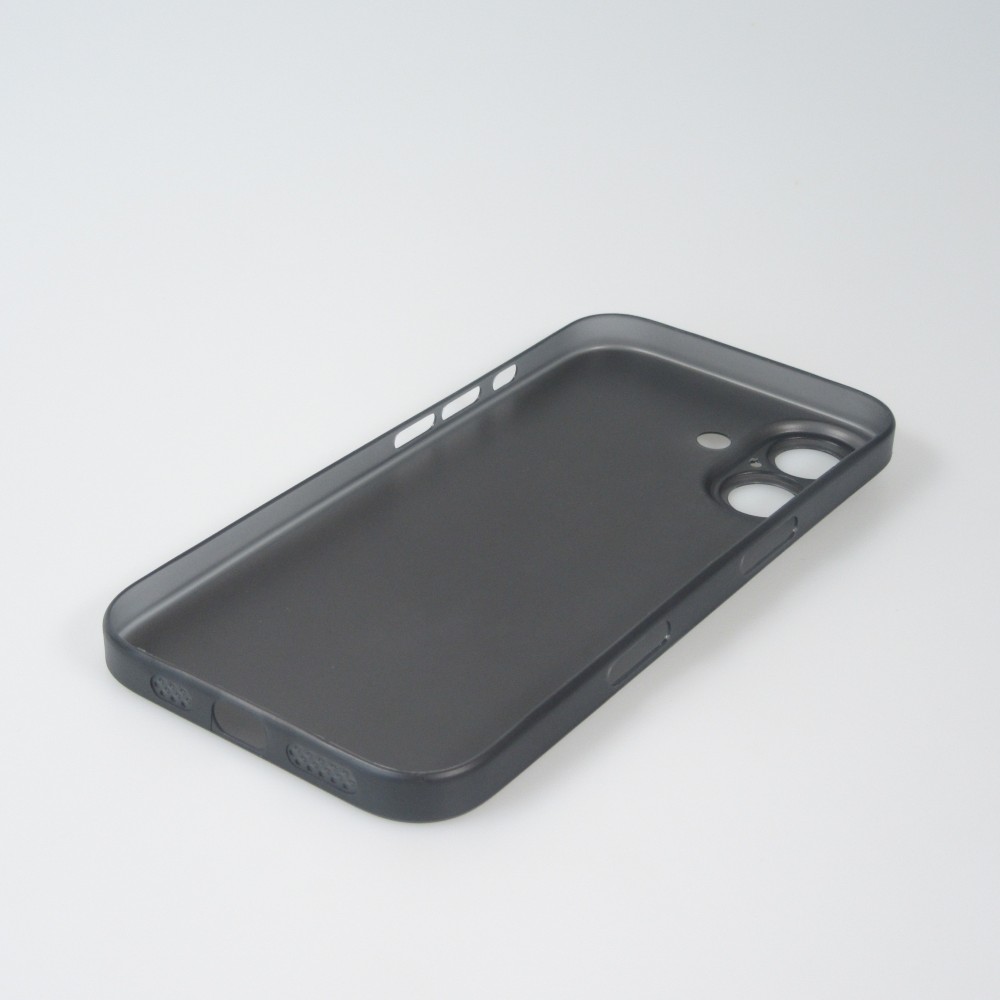 Coque iPhone 16 - Plastique ultra-fin texture mat semi-transparent - Noir