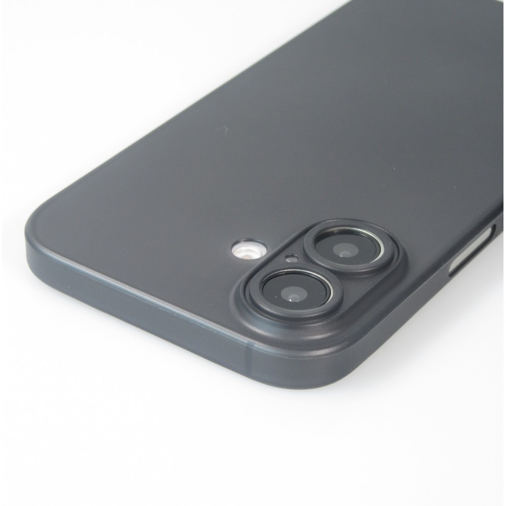 Coque iPhone 16 Plus - Plastique ultra-fin texture mat semi-transparent - Noir