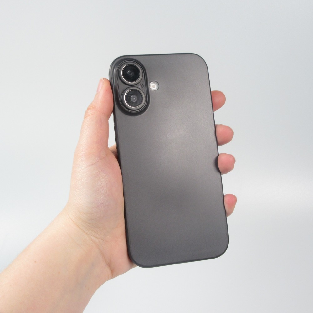 Coque iPhone 16 Plus - Plastique ultra-fin texture mat semi-transparent - Noir