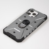 iPhone 16 Pro Case H&uuml;lle - Armor Silikon-Eckenschutz mit St&uuml;tzring - Silber