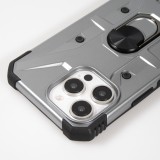 iPhone 16 Pro Case H&uuml;lle - Armor Silikon-Eckenschutz mit St&uuml;tzring - Silber