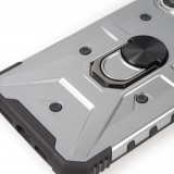 iPhone 16 Pro Case H&uuml;lle - Armor Silikon-Eckenschutz mit St&uuml;tzring - Silber