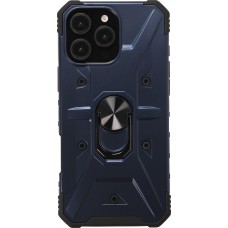 iPhone 16 Pro Case Hülle - Armor Silikon-Ecken-Schutz mit Stützring - Dunkelblau
