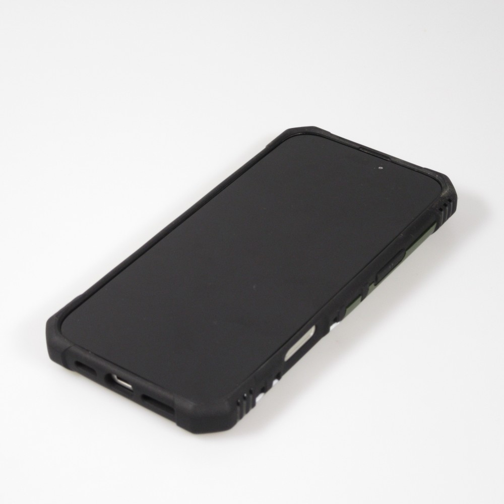 Coque iPhone 16 Pro - Armor avec protection des coins en silicone et anneau de soutien - Vert