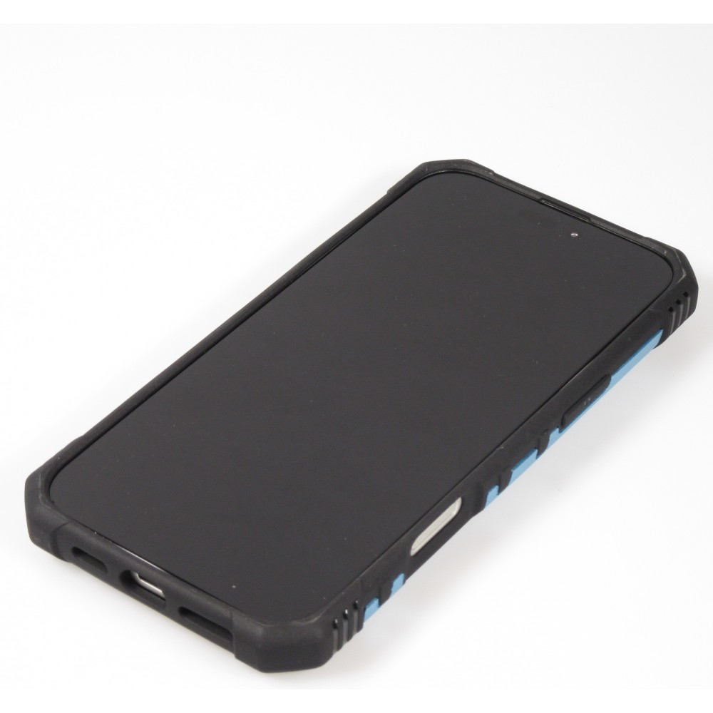 iPhone 16 Pro Max Case H&uuml;lle - Armor Silikon-Ecken-Schutz mit St&uuml;tzring - Hellblau