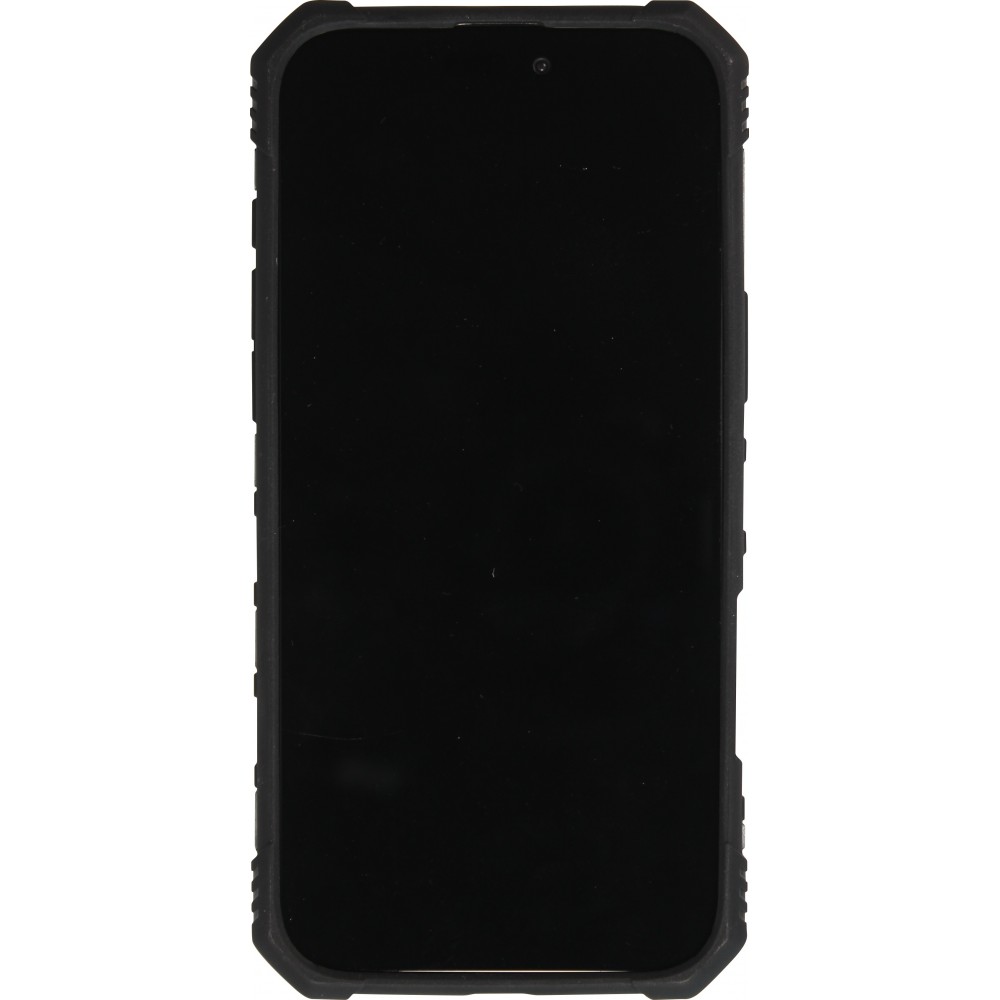 Coque iPhone 16 Pro Max - Armor avec protection des coins en silicone et anneau de soutien - Noir