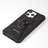 Coque iPhone 16 Pro Max - Armor avec protection des coins en silicone et anneau de soutien - Noir