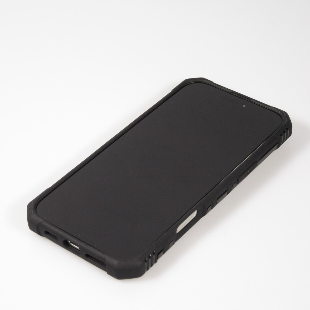Coque iPhone 16 Pro Max - Armor avec protection des coins en silicone et anneau de soutien - Noir