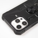 Coque iPhone 16 Pro Max - Armor avec protection des coins en silicone et anneau de soutien - Noir