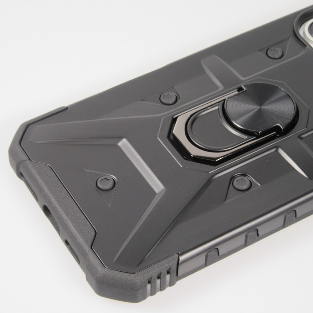 Coque iPhone 16 Pro Max - Armor avec protection des coins en silicone et anneau de soutien - Noir