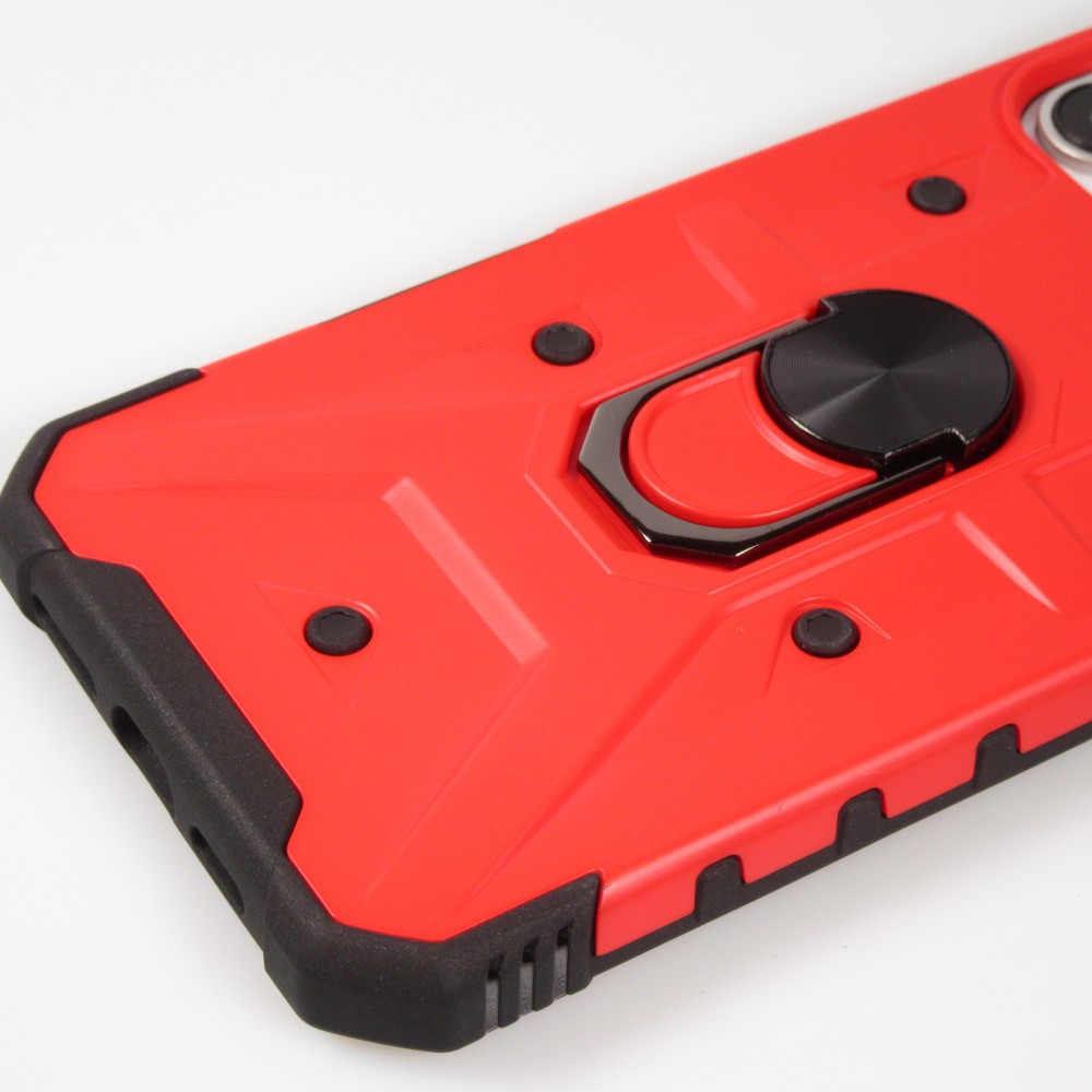 Coque iPhone 16 Pro Max - Armor avec protection des coins en silicone et anneau de soutien - Rouge