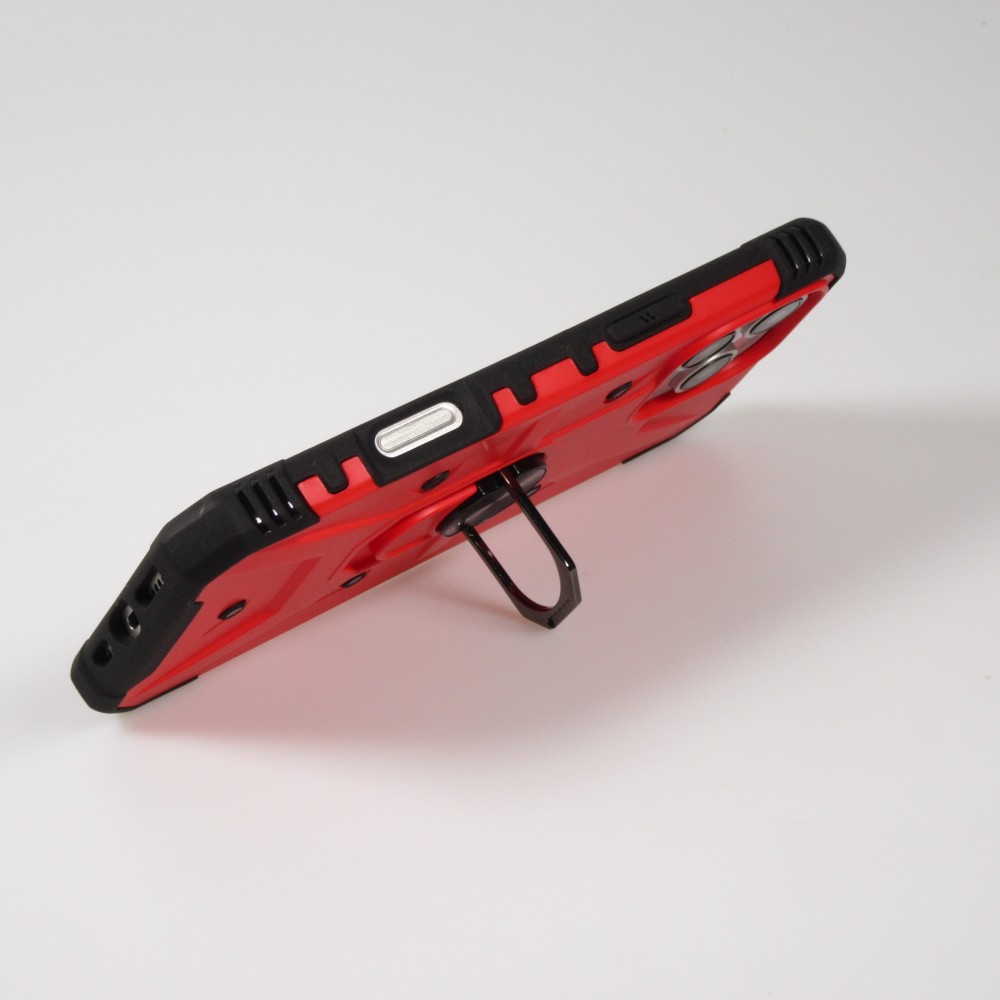 Coque iPhone 16 Pro Max - Armor avec protection des coins en silicone et anneau de soutien - Rouge