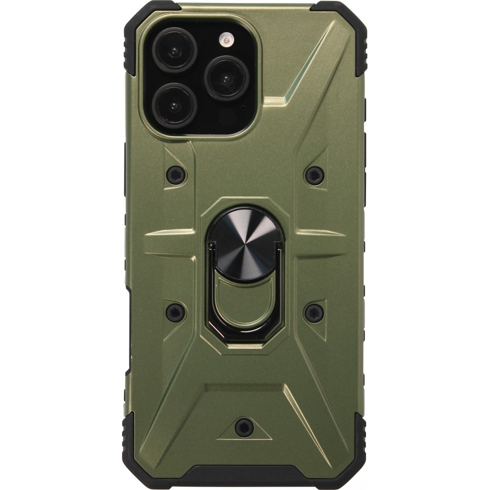 Coque iPhone 16 Pro Max - Armor avec protection des coins en silicone et anneau de soutien - Vert