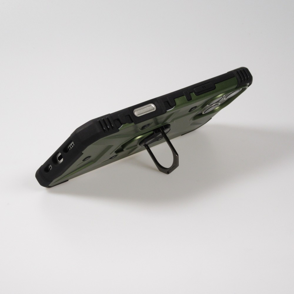 Coque iPhone 16 Pro Max - Armor avec protection des coins en silicone et anneau de soutien - Vert