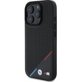 Coque iPhone 16 Pro Max - BMW M Ligne tricolore design perforé compatible MagSafe protection premium - Noir