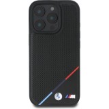 Coque iPhone 16 Pro Max - BMW M Ligne tricolore design perforé compatible MagSafe protection premium - Noir