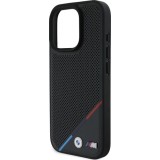Coque iPhone 16 Pro Max - BMW M Ligne tricolore design perforé compatible MagSafe protection premium - Noir