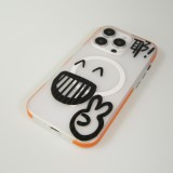 Coque iPhone 16 Pro Max - Funny Sketch avec bords oranges et MagSafe - Transparent