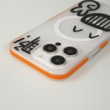 Coque iPhone 16 Pro Max - Funny Sketch avec bords oranges et MagSafe - Transparent