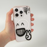 Coque iPhone 16 Pro Max - Funny Sketch avec bords oranges et MagSafe - Transparent