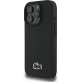 Coque iPhone 16 Pro Max - Pack Lacoste Iconique Petit Piqué avec logo tissé et câble de données USB-C vers USB-C - Noir