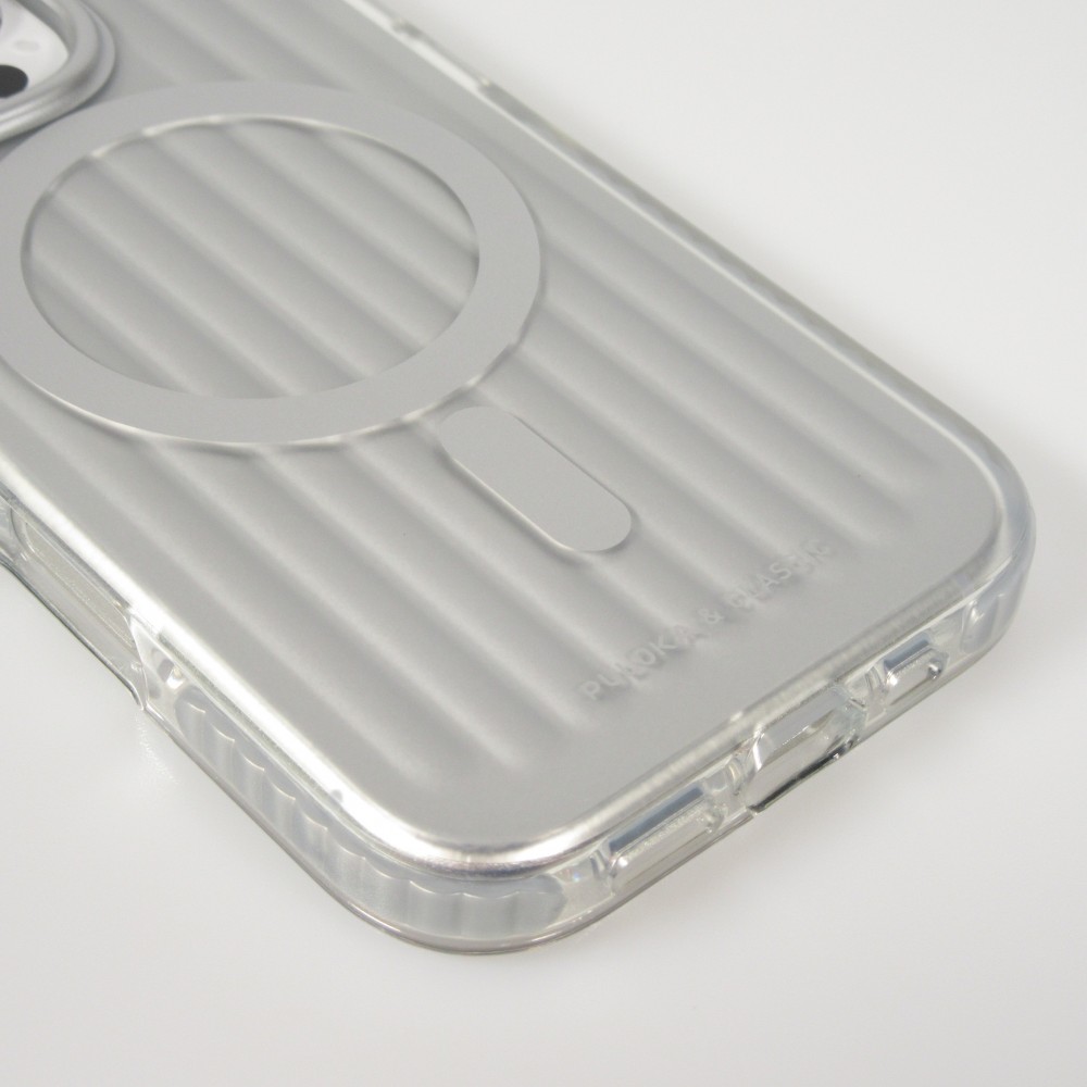 iPhone 16 Pro Max Case Hülle - Puloka MagSafe elegante minimalistische weiche Silikonhülle - Silber