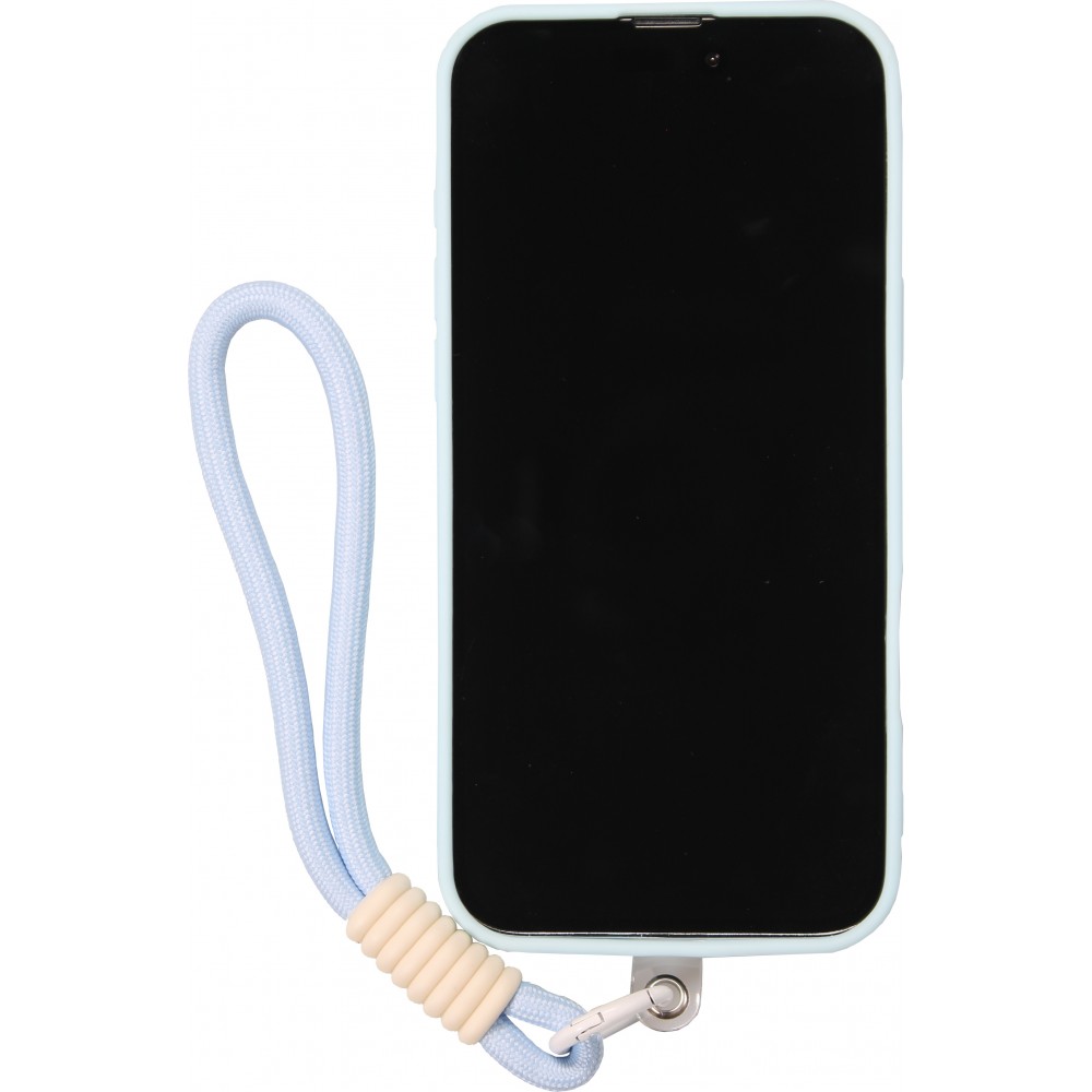 iPhone 16 Pro Max Case H&uuml;lle - Silikon Soft Touch MagSafe mit Wellen und Handschlauf - Blau