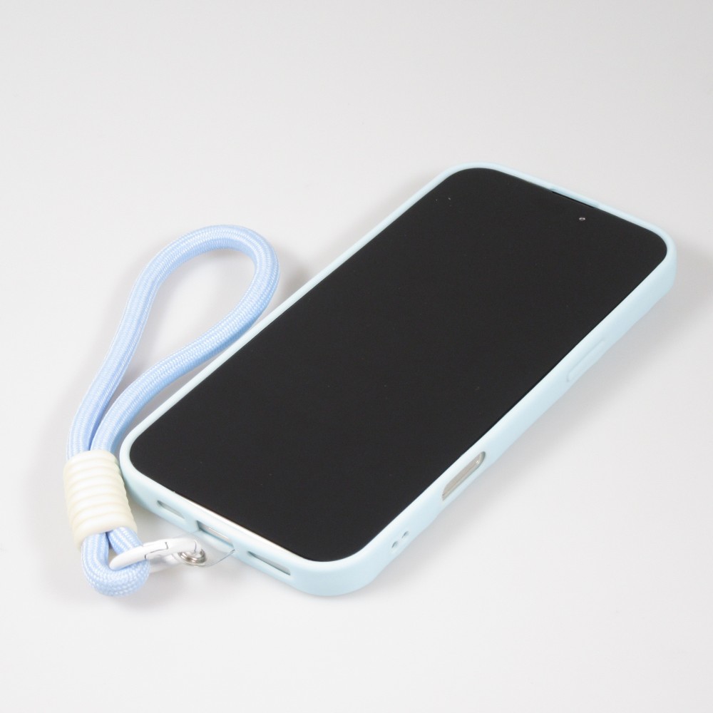 iPhone 16 Pro Max Case H&uuml;lle - Silikon Soft Touch MagSafe mit Wellen und Handschlauf - Blau