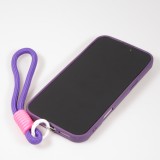 iPhone 16 Pro Max Case H&uuml;lle - Silikon Soft Touch MagSafe mit Wellen und Handschlauf - Violett