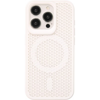 Coque iPhone 15 Pro Max - Ultra-légère et aérée avec look grille compatible MagSafe - Blanc
