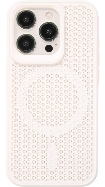 Coque iPhone 15 Pro Max - Ultra-légère et aérée avec look grille compatible MagSafe - Blanc