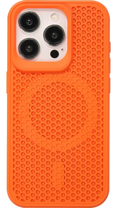 Coque iPhone 15 Pro Max - Ultra-légère et aérée avec look grille compatible MagSafe - Orange