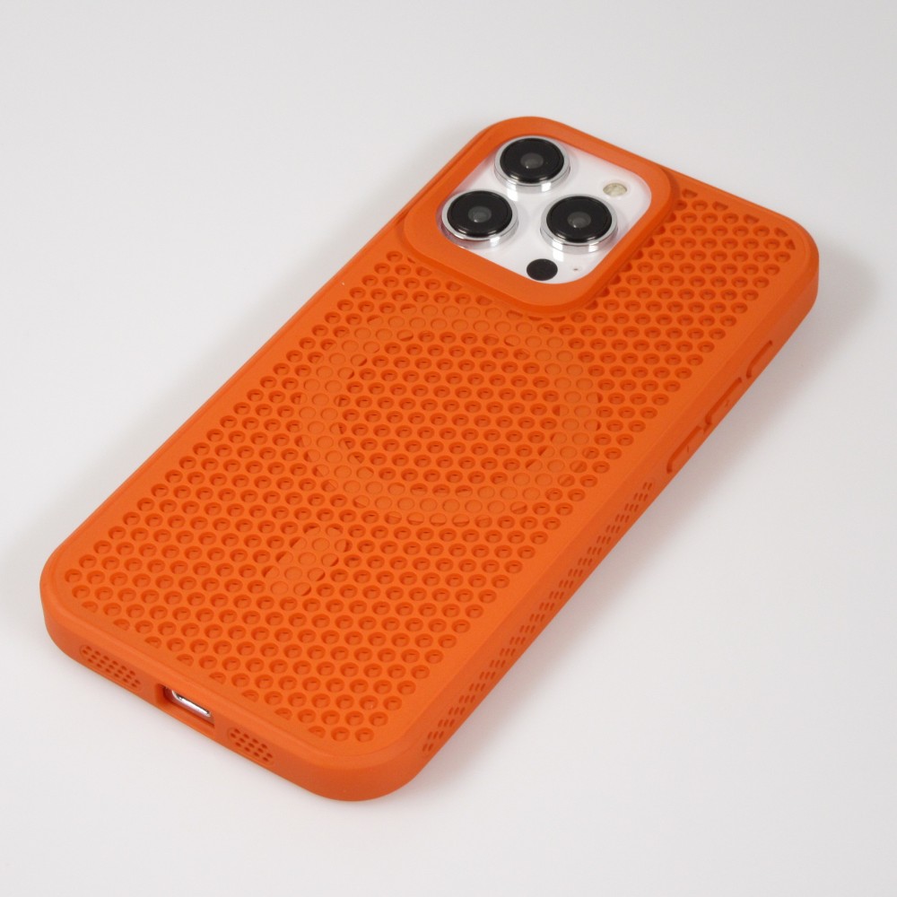 Coque iPhone 15 Pro Max - Ultra-légère et aérée avec look grille compatible MagSafe - Orange