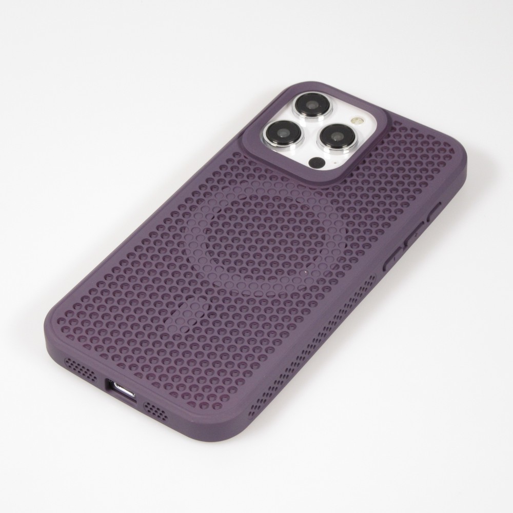 Coque iPhone 15 Pro Max - Ultra-légère et aérée avec look grille compatible MagSafe - Violet