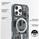 Coque iPhone 16 Pro Max - Youngkit silicone compatible MagSafe design circuit style puce électronique - Gris
